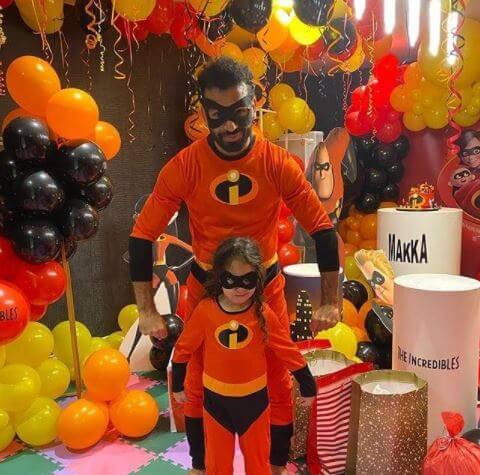 Makka Mohamed Salah with her father, Mohamed Salah, celebrating her 6th birthday.